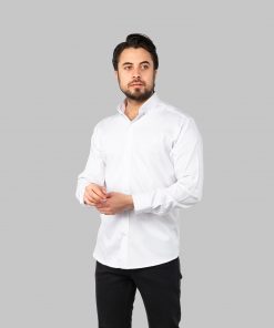 پیراهن مردانه آستین بلند ساده سفید Polo مدل 46776
