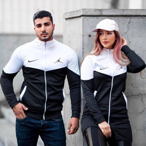 ست دو نفره سوییشرت سفید مشکی مدل Nike Jordan