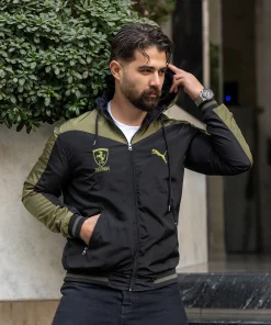 کاپشن مشکی سبز مردانه مدل Ferrari