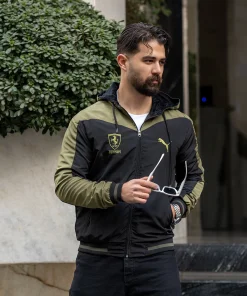 کاپشن مشکی سبز مردانه مدل Ferrari