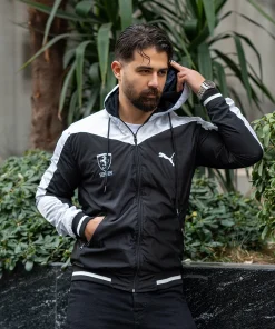 کاپشن مشکی سفید مردانه مدل Ferrari