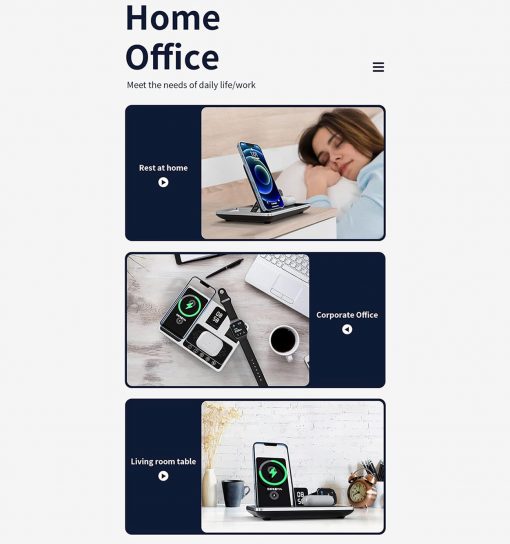 استند و شارژر وایرلس گرین لاین Green Lion 4 in 1 Wireless Charging Station مدل 46521 - 7