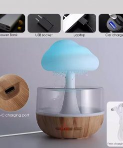 چراغ خواب و شبیه ساز باران مدل ابری طرح چوب RGB