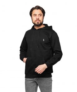 هودی مردانه کلاه دار مشکی ساده Polo مدل 46681