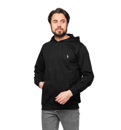 هودی مردانه کلاه دار مشکی ساده Polo مدل 46681