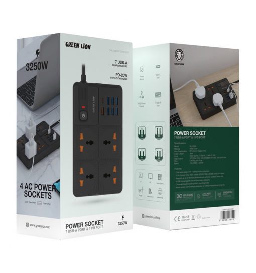 چند راهی و شارژر گرین لاین Green Lion هفت پورت USB-A و 1 پورت PD مدل 46506 - 2