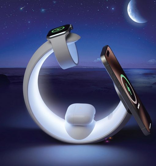 استند و شارژر وایرلس چندکاره مگنتی گرین لاین 4 در 1  Green Lion Moon Charge مدل 46789 - 8