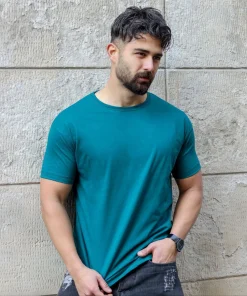 تیشرت ساده سبز آبی مردانه مدل Vala