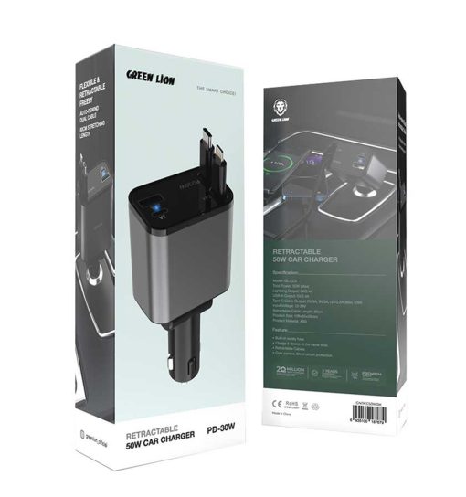 شارژر فندکی گرین لاین Green LionRetractable 50W Car Charger مدل 47242 - 2