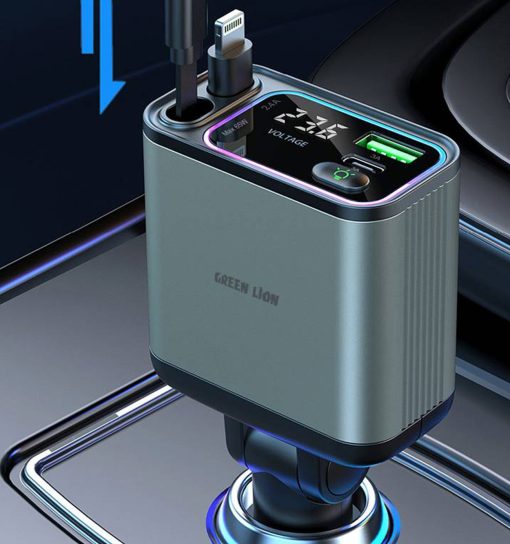 شارژر فندکی گرین لاین Green Lion Retractable 90W Car Charger مدل 47241 - 3