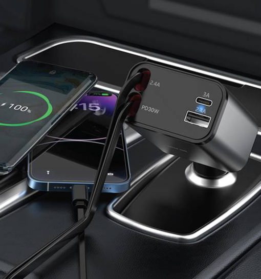 شارژر فندکی گرین لاین Green LionRetractable 50W Car Charger مدل 47242 - 1