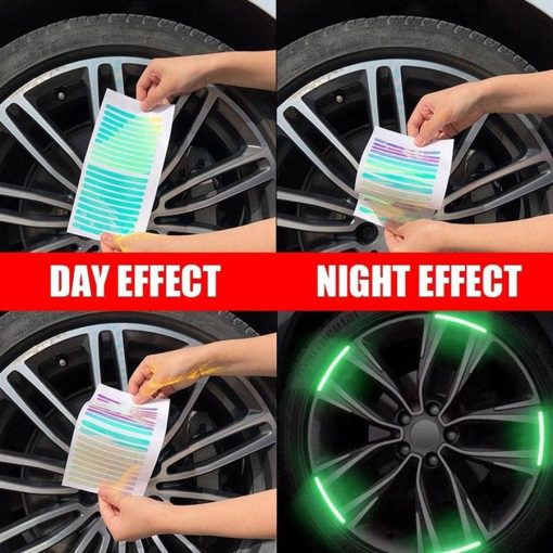 برچسب شبرنگ چرخ خودرو Fluorescent مدل 3582