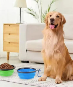 ظرف سیلیکونی تاشو آب و غذای مسافرتی حیوانات 350 میلی لیتری